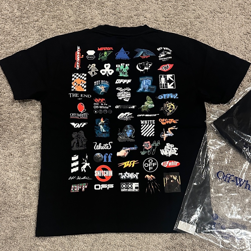 Off-White Logic SS Tee - Graphic Black T-Shirt with Colorful Logos